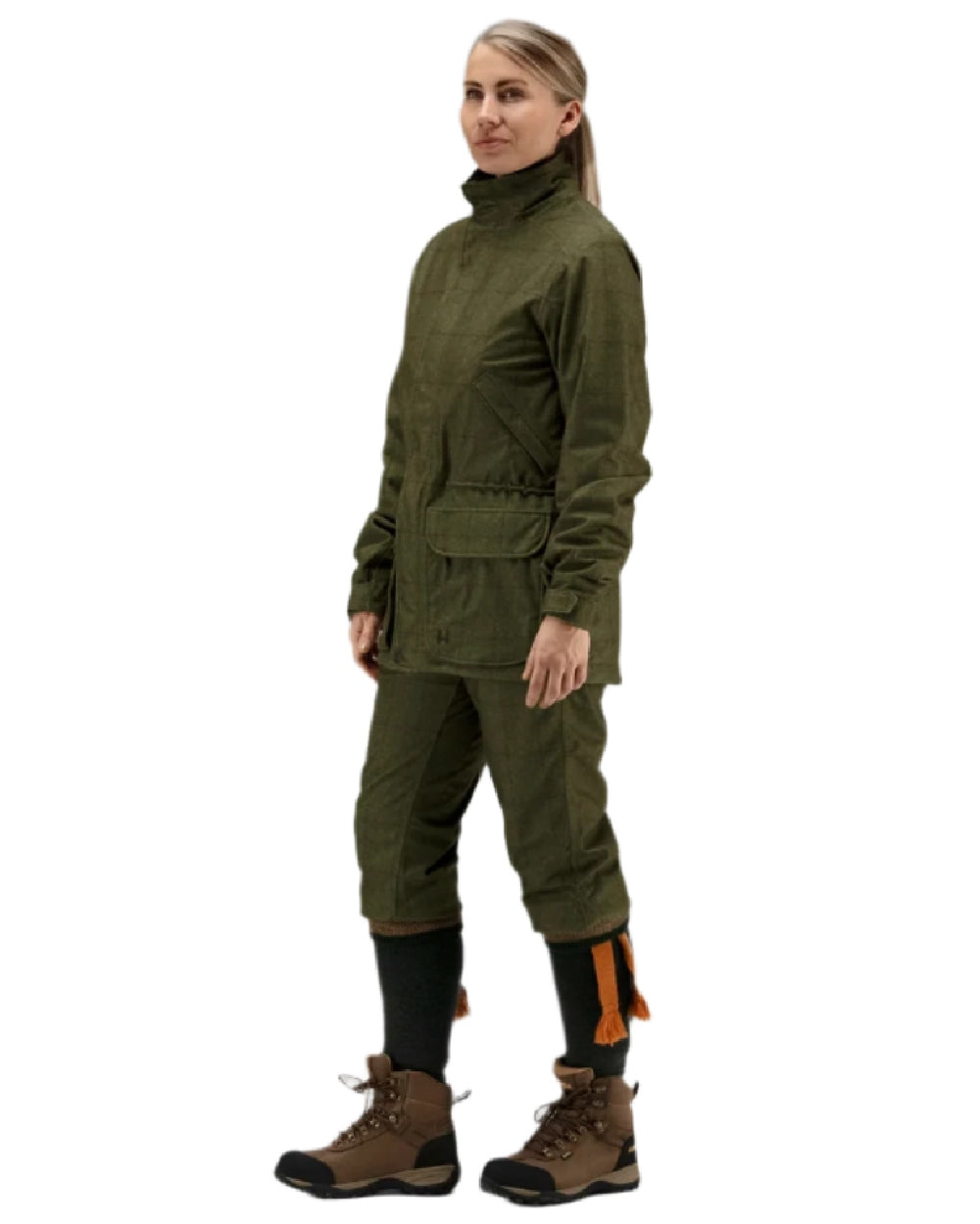 Willow Green Coloured Harkila Stornoway Shooting Lady Jacket on white background 