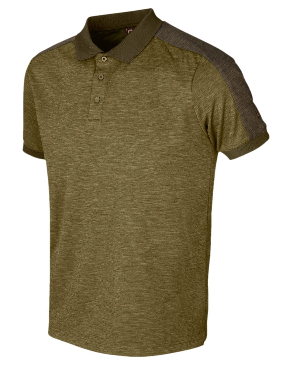 Dark Olive Willow Green Coloured Harkila Tech Polo Shirt on white background 