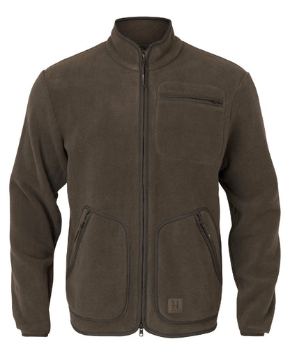 Dark Brown coloured Harkila Torsby Fleece Jacket on white background 