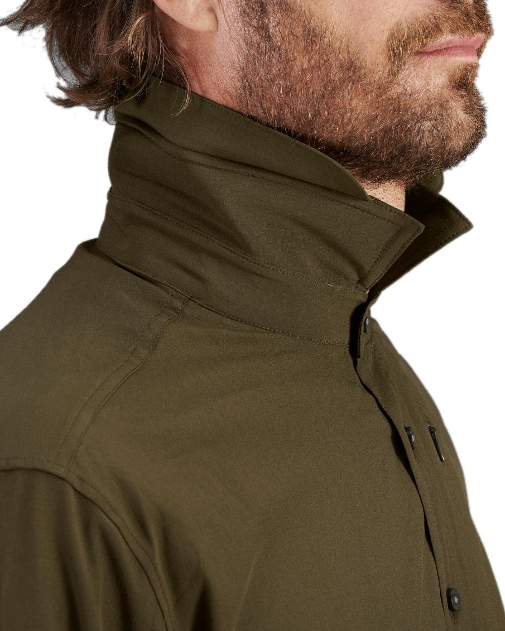 Willow Green Coloured Harkila Trail L/S Shirt on white background 