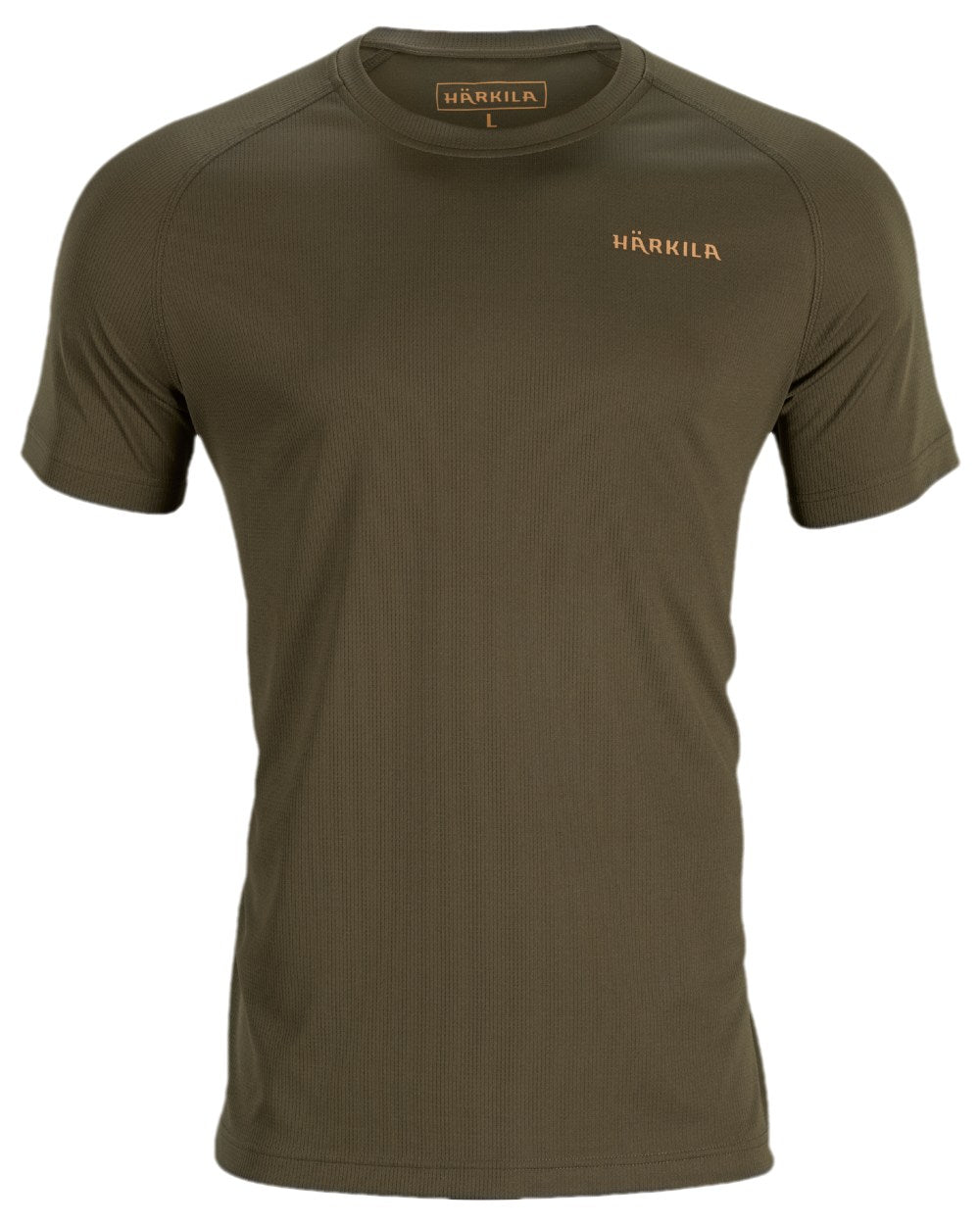 Willow Green Coloured Harkila Trail Short Sleeve T-Shirt on white background 