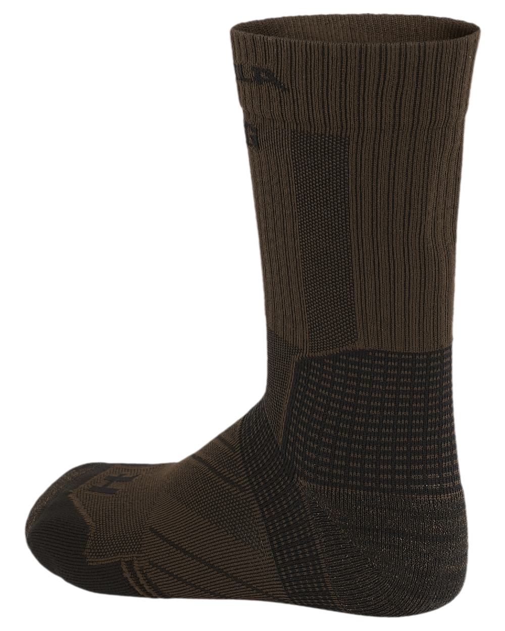 Dark Olive Willow Green Coloured Harkila Trail Socks on white background 