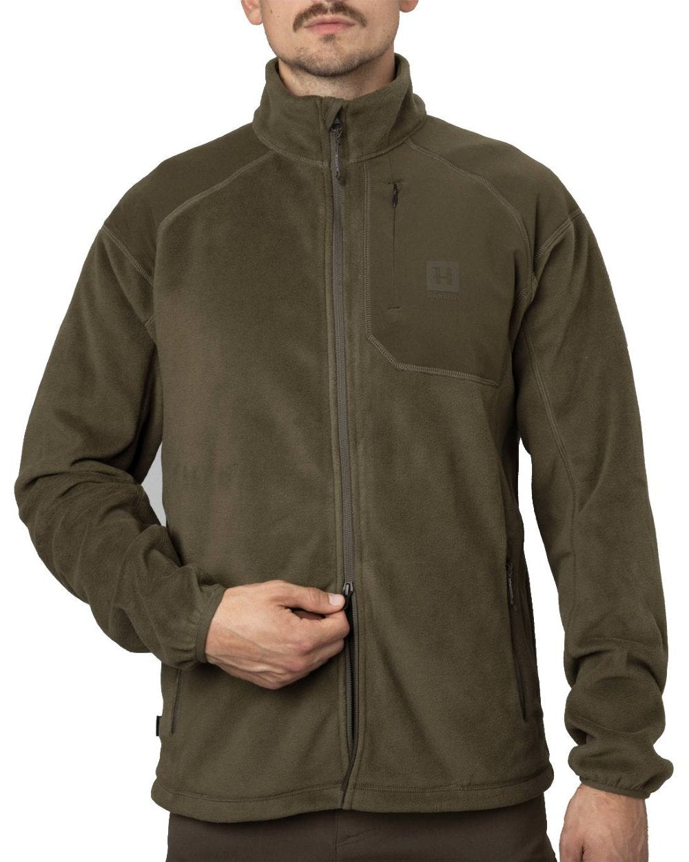 Willow Green Coloured Harkila Venjan 2.0 Fleece Jacket on white background 