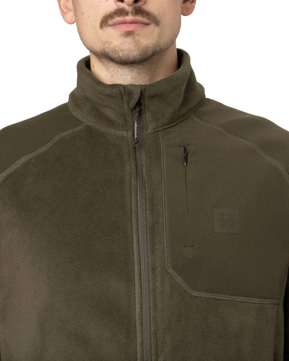 Willow Green Coloured Harkila Venjan 2.0 Fleece Jacket on white background 