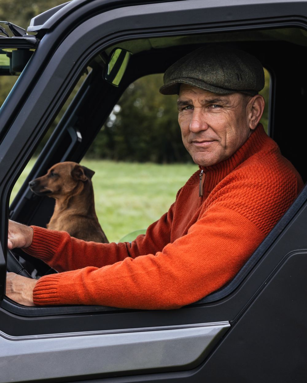 Bombay Brown Coloured Harkila Vincent Merino Half Zip Pullover on forest background 