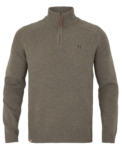 Dark Sand Coloured Harkila Vincent Merino Half Zip Pullover on white background 
