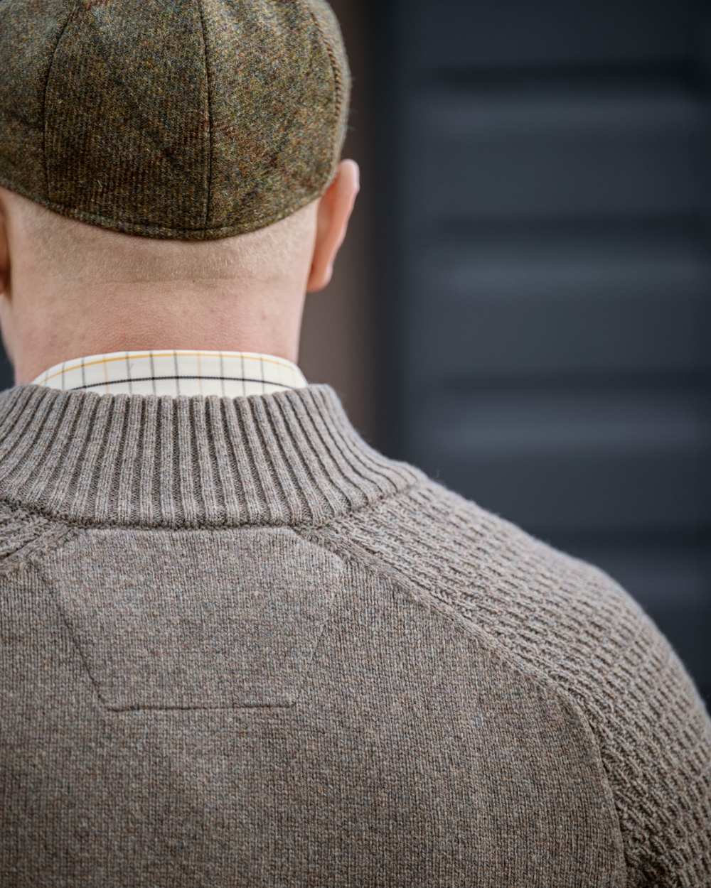 Dark Sand Coloured Harkila Vincent Merino Half Zip Pullover on outdoor background 