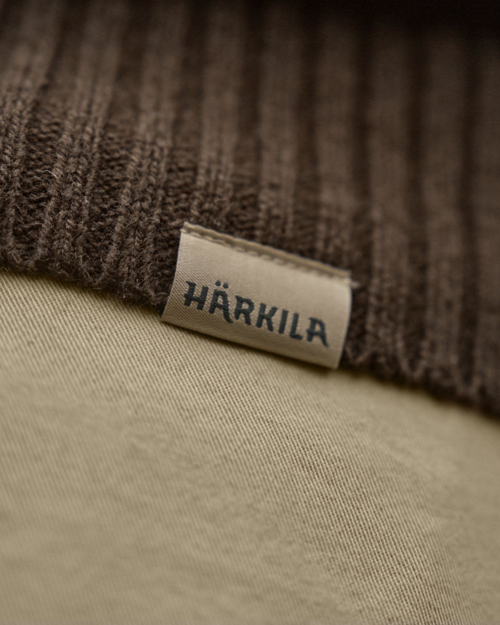 Demitasse Brown Coloured Harkila Vincent Merino Half Zip Pullover on white background 