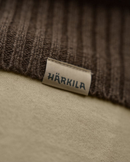 Demitasse Brown Coloured Harkila Vincent Merino Half Zip Pullover on white background 