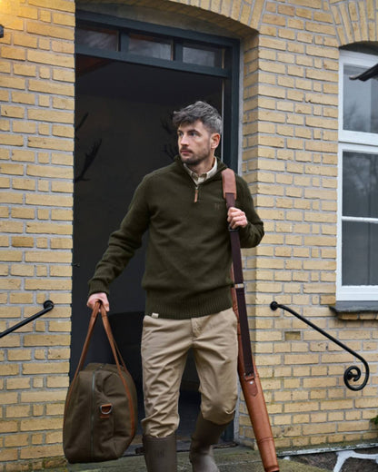 Rosin Coloured Harkila Vincent Merino Half Zip Pullover on outdoor background 