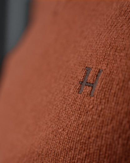 Bombay Brown Coloured Harkila Vincent Merino V-Neck Pullover on outdoor background 