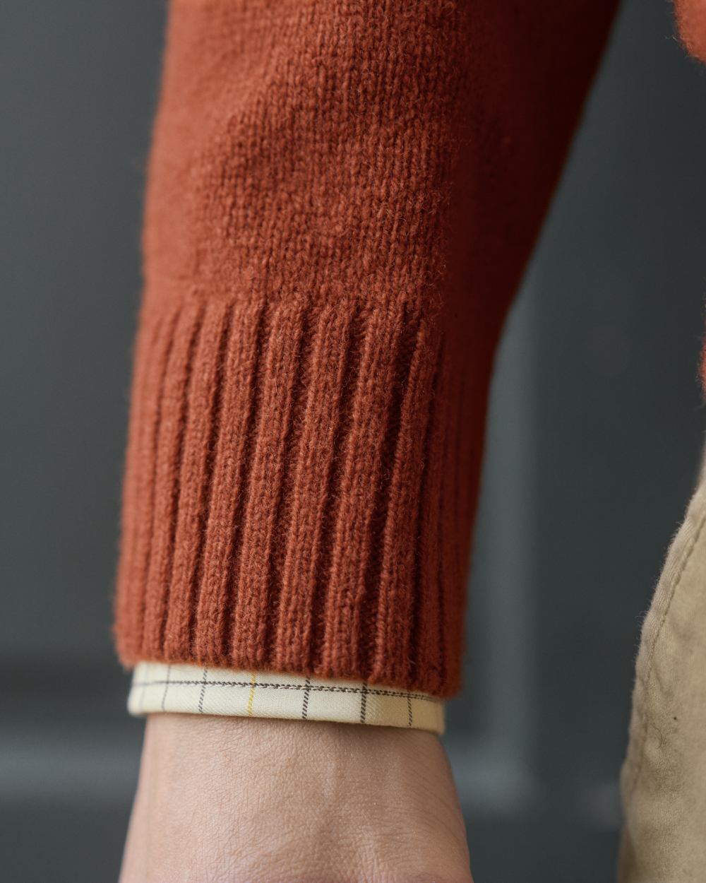 Bombay Brown Coloured Harkila Vincent Merino V-Neck Pullover on outdoor background 