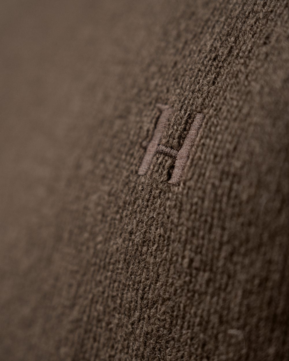 Demitasse Brown Coloured Harkila Vincent Merino V-Neck Pullover on white background 