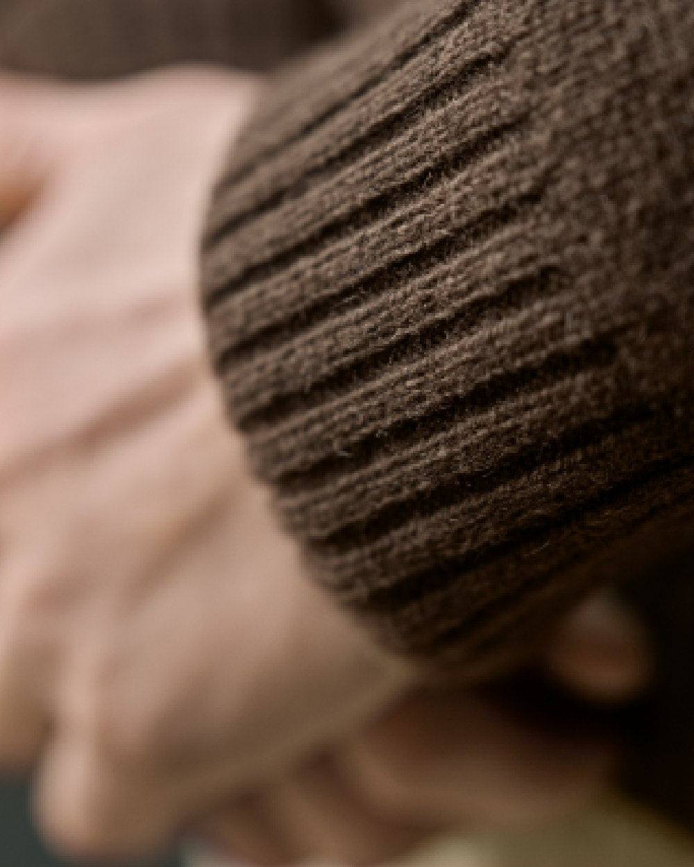 Demitasse Brown Coloured Harkila Vincent Merino V-Neck Pullover on outdoor background 