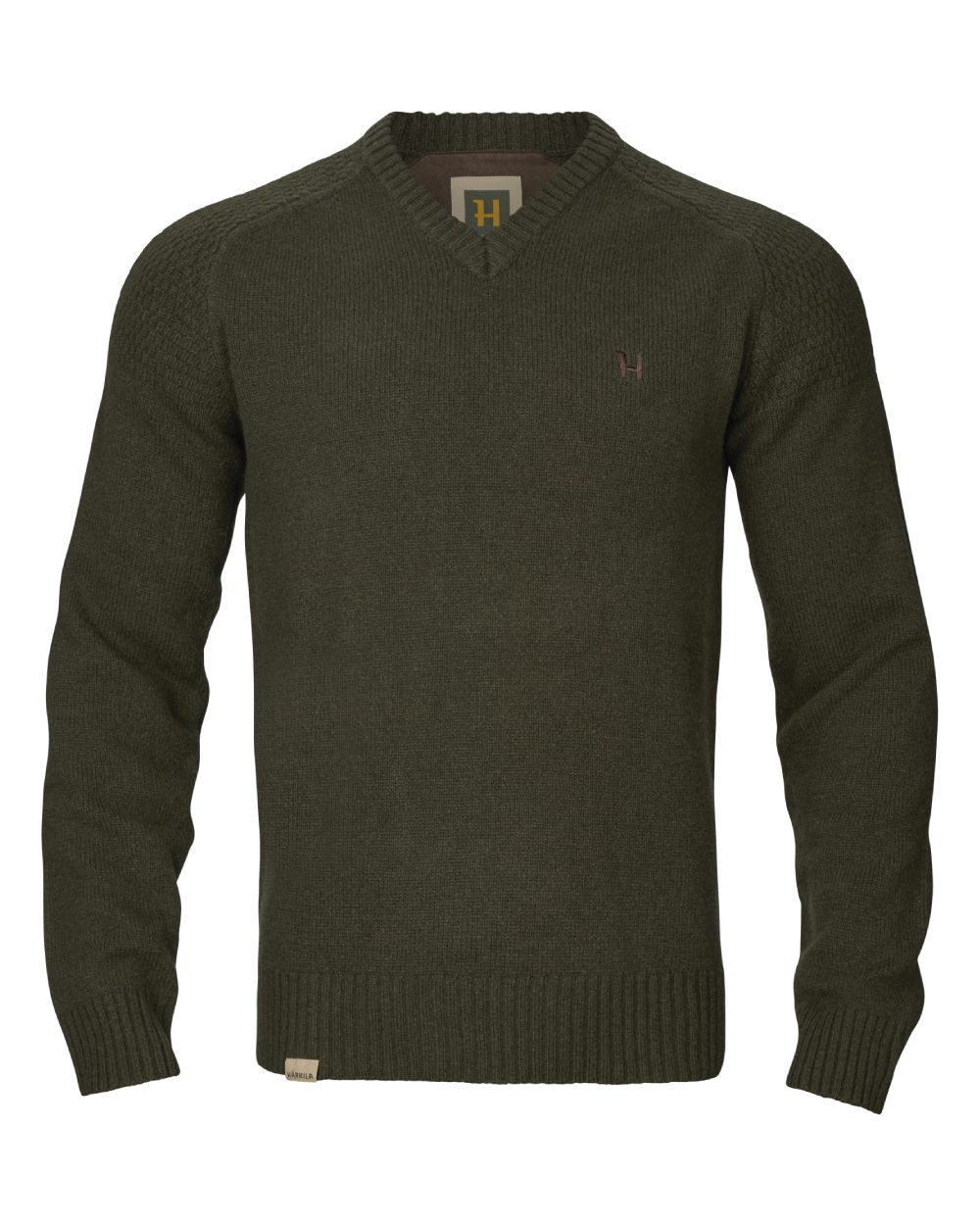 Rosin Coloured Harkila Vincent Merino V-Neck Pullover on white background 