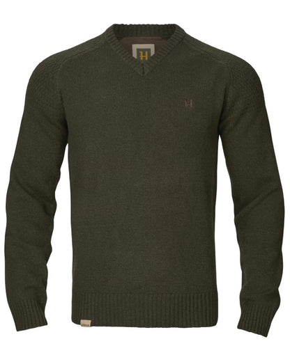 Rosin Coloured Harkila Vincent Merino V-Neck Pullover on white background 