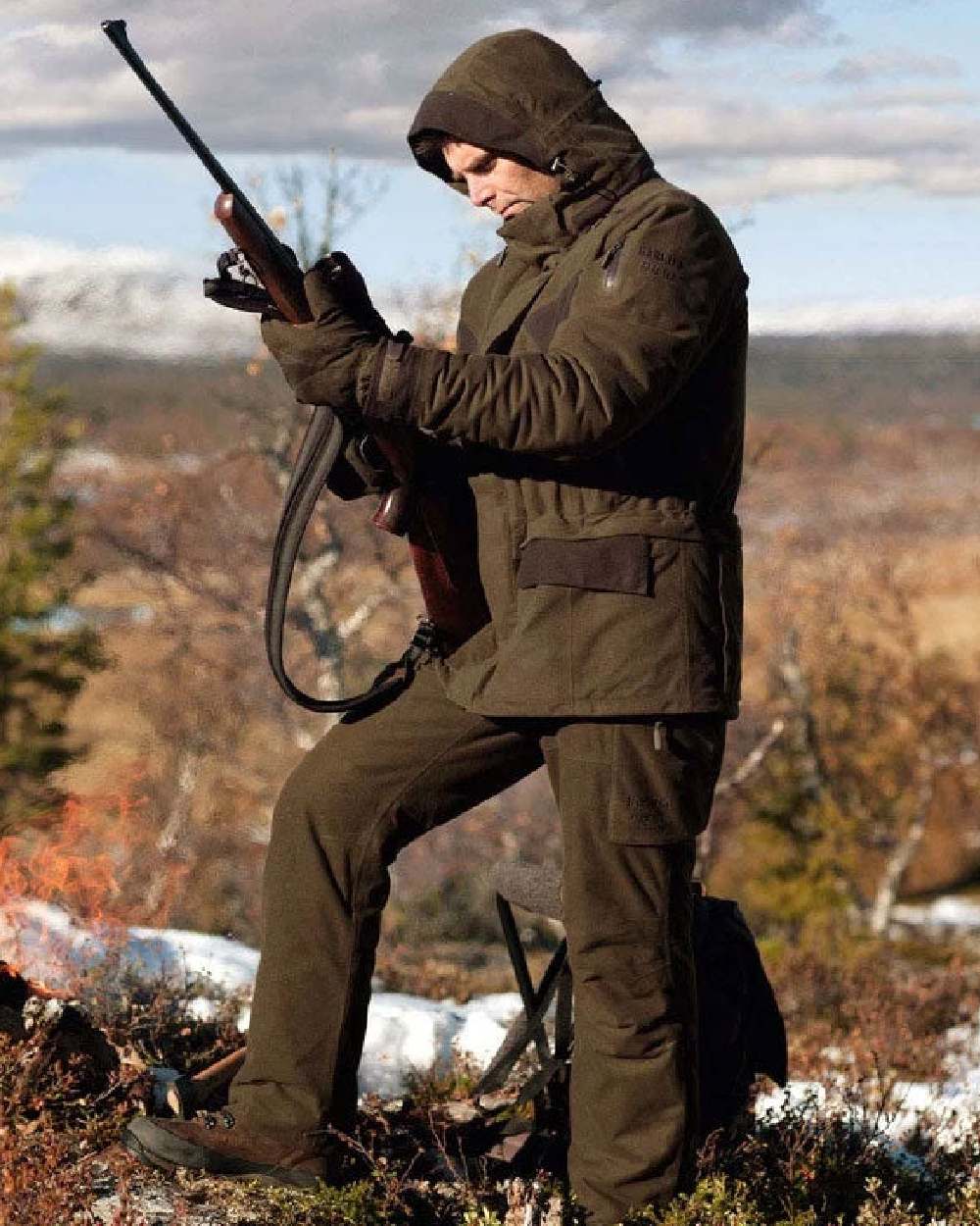 Hunting Green Coloured Harkila Visent Jacket on outdoor background 