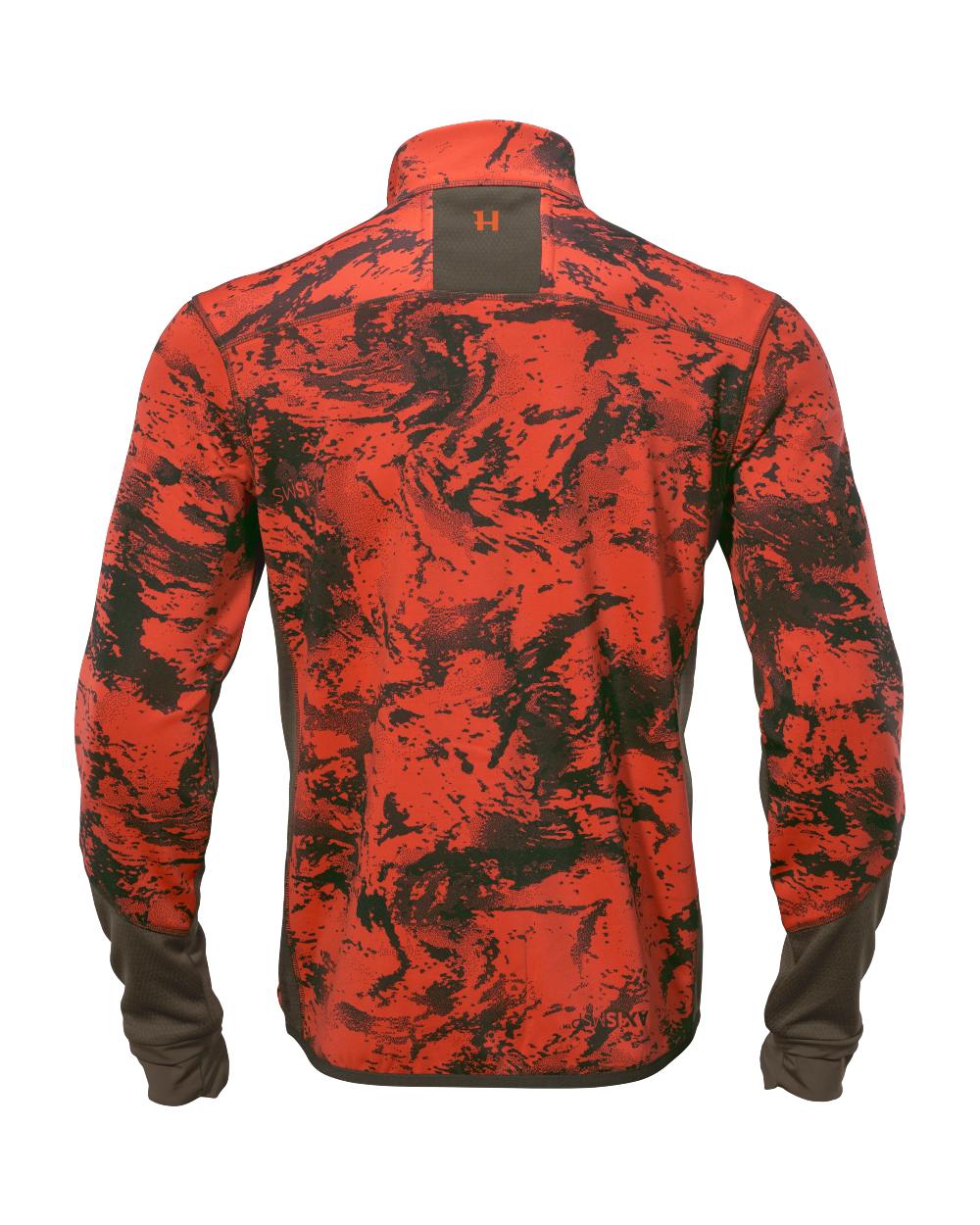 Axis Wildboar Orange Shadow Brown coloured Harkila Wildboar Pro Camo Fleece Jacket on white background 