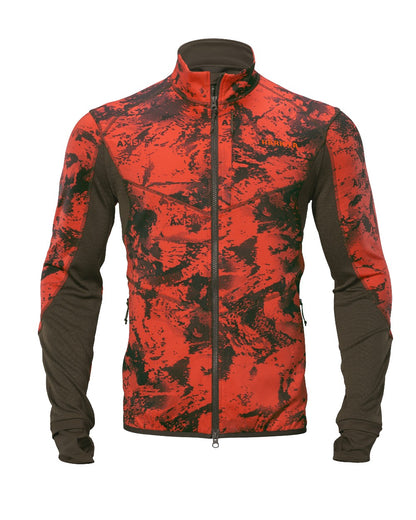 Axis Wildboar Orange Shadow Brown coloured Harkila Wildboar Pro Camo Fleece Jacket on white background 