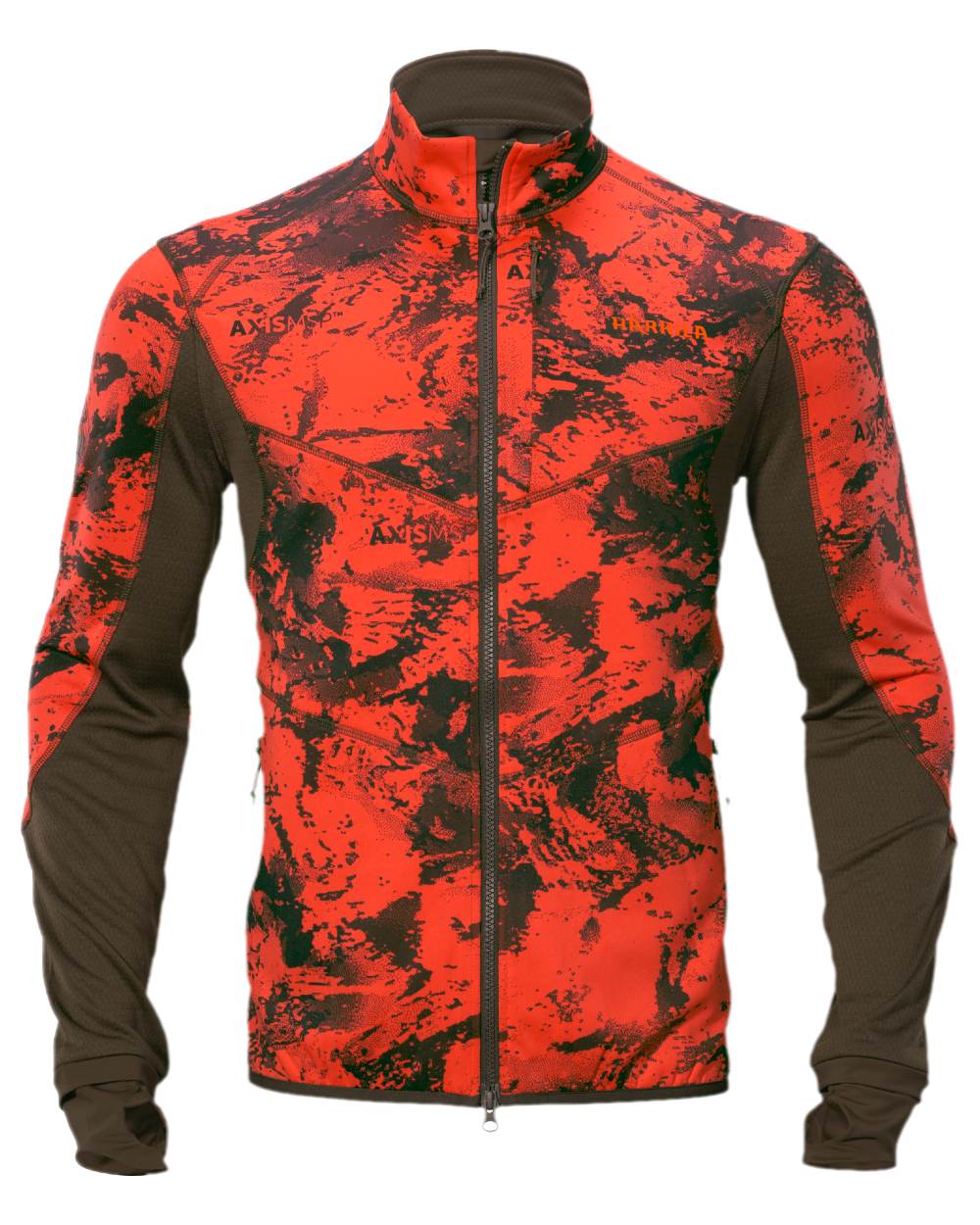 Wildboar Orange Coloured Harkila Wildboar Pro Camo Fleece Jacket on white background 