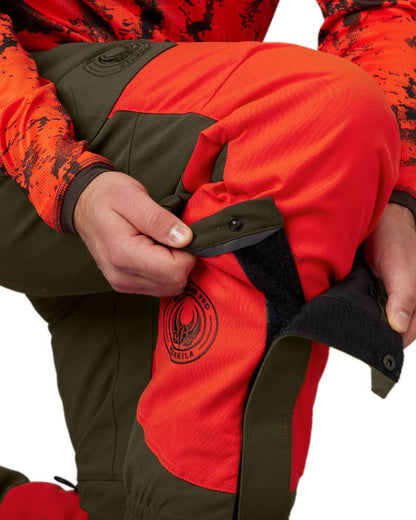 Orange Blaze Willow Green Coloured Harkila Wildboar Pro Gaiters on white background 