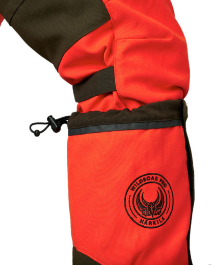 Orange Blaze Willow Green Coloured Harkila Wildboar Pro Gaiters on white background 