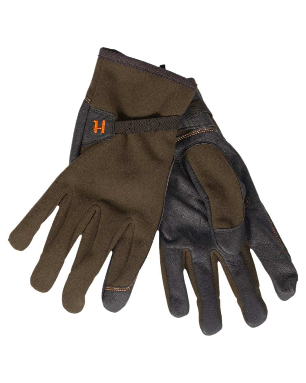 Willow Green Shadow Brown Coloured Harkila Wildboar Pro Gloves on white background 