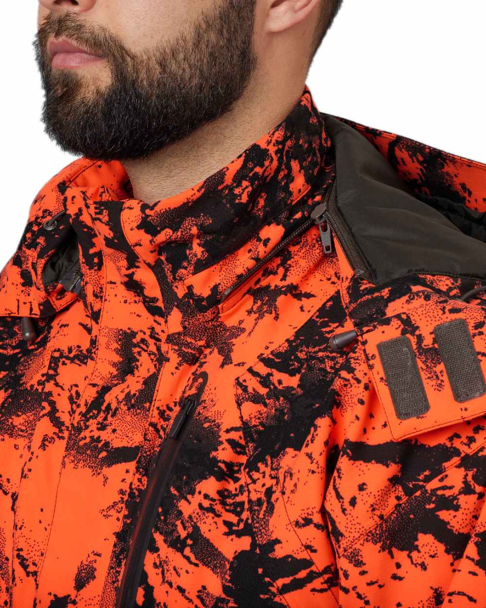 AXIS Orange Blaze Coloured Harkila Wildboar Pro HWS Insulated Jacket on white background 
