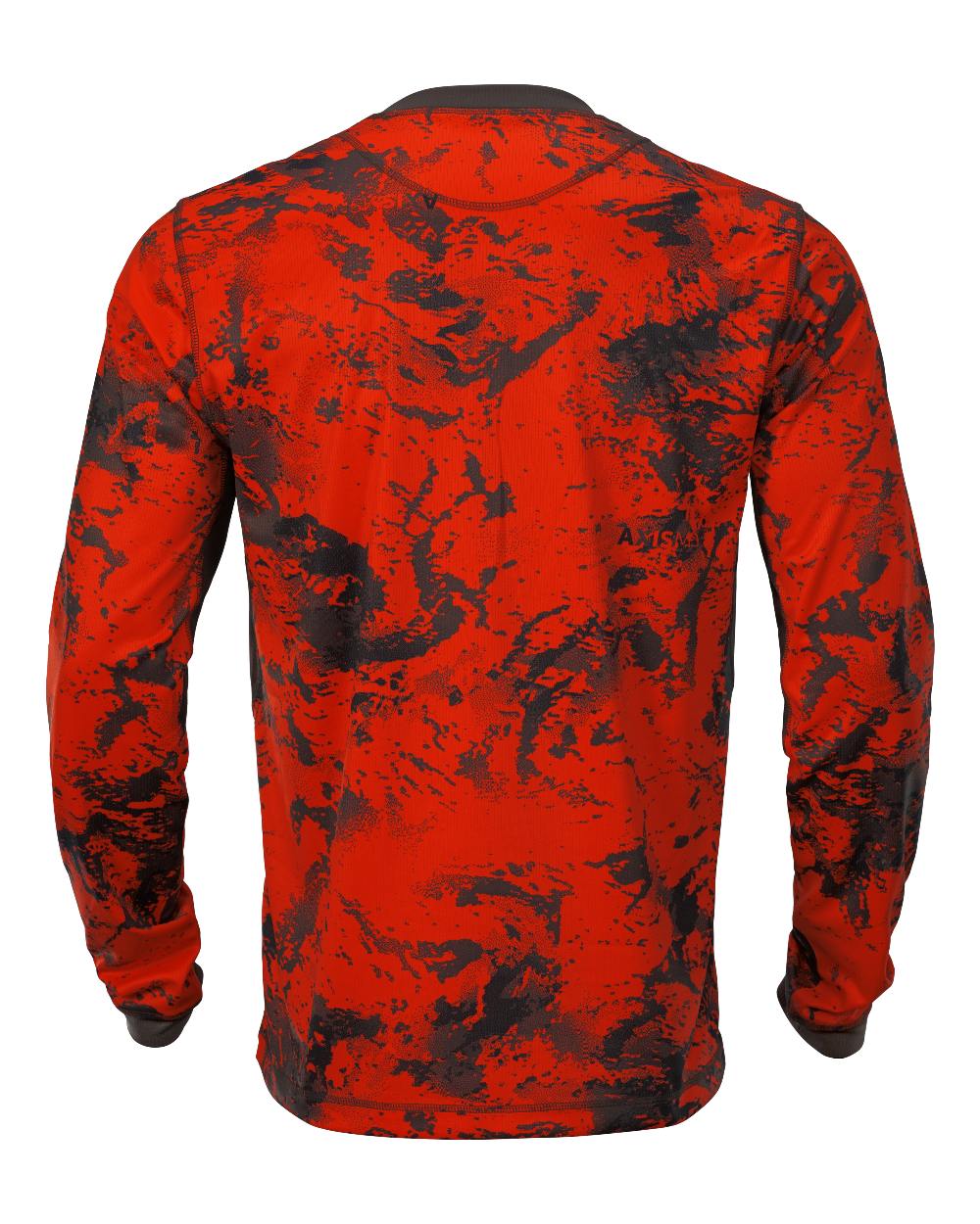 Axis Orange Blaze Shadow Brown coloured Harkila Wildboar Pro Long Sleeve T-shirt on white background 