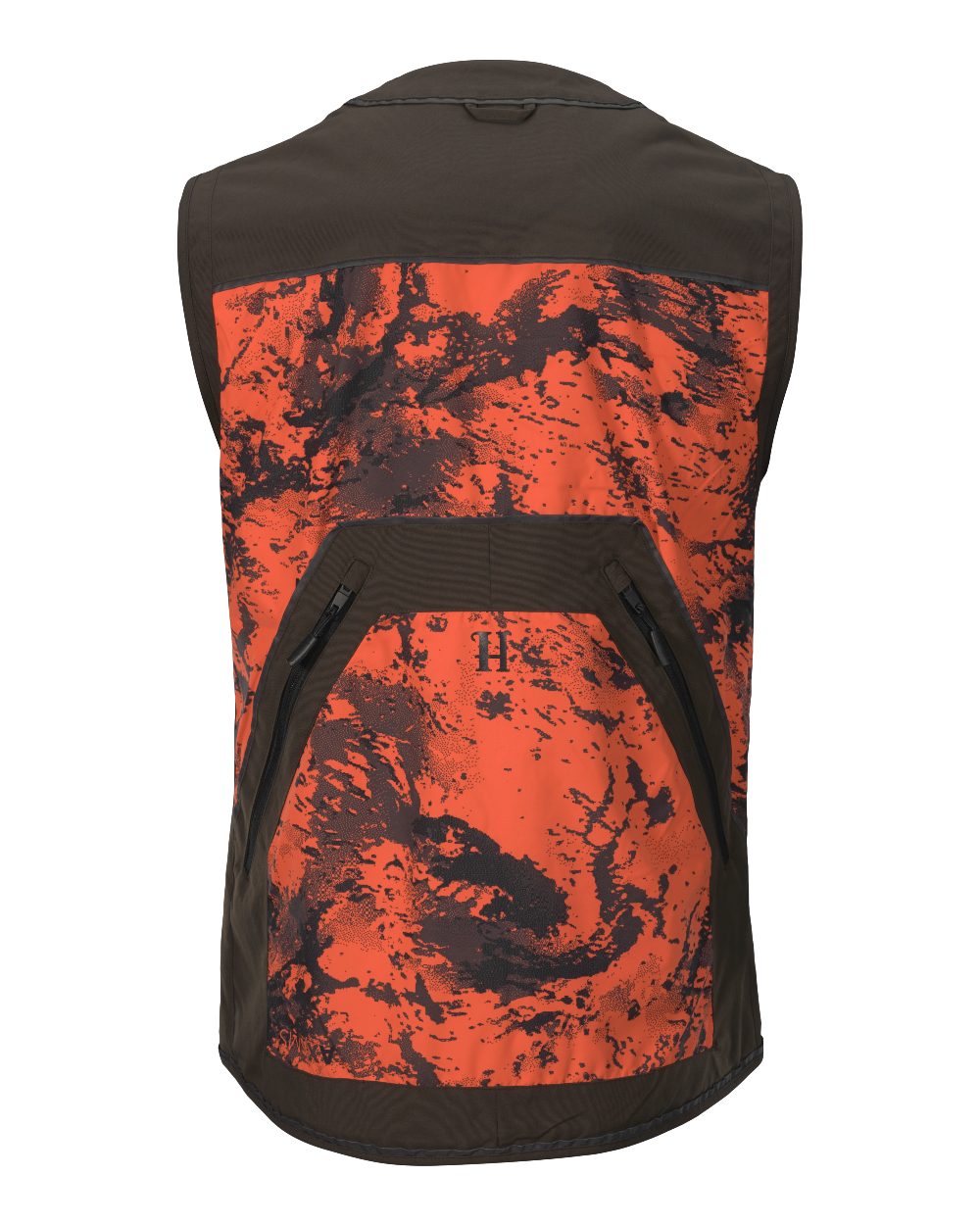 Axis Orange Blaze Shadow Brown colour Harkila Wildboar Pro Safety Waistcoat on white background 