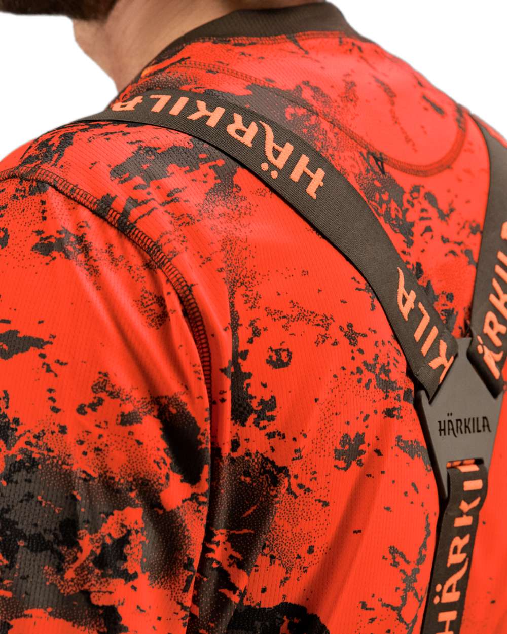 Brown Orange Blaze Coloured Harkila Wildboar Pro Tech Braces on white background 
