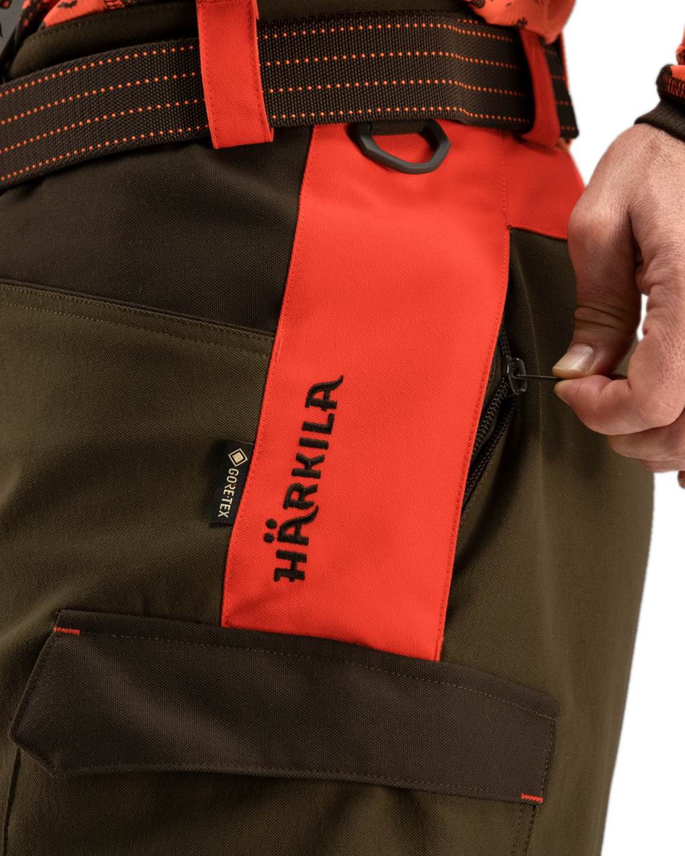 Wildboar Orange Willow Green Coloured Harkila Wildboar Pro Trousers on white background 