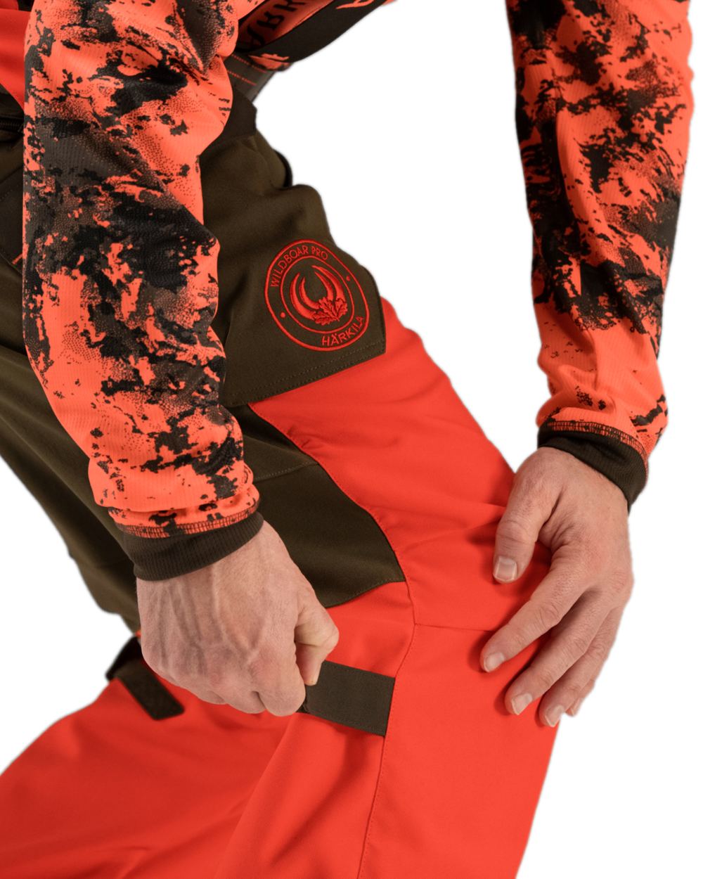Wildboar Orange Willow Green Coloured Harkila Wildboar Pro Trousers on white background 