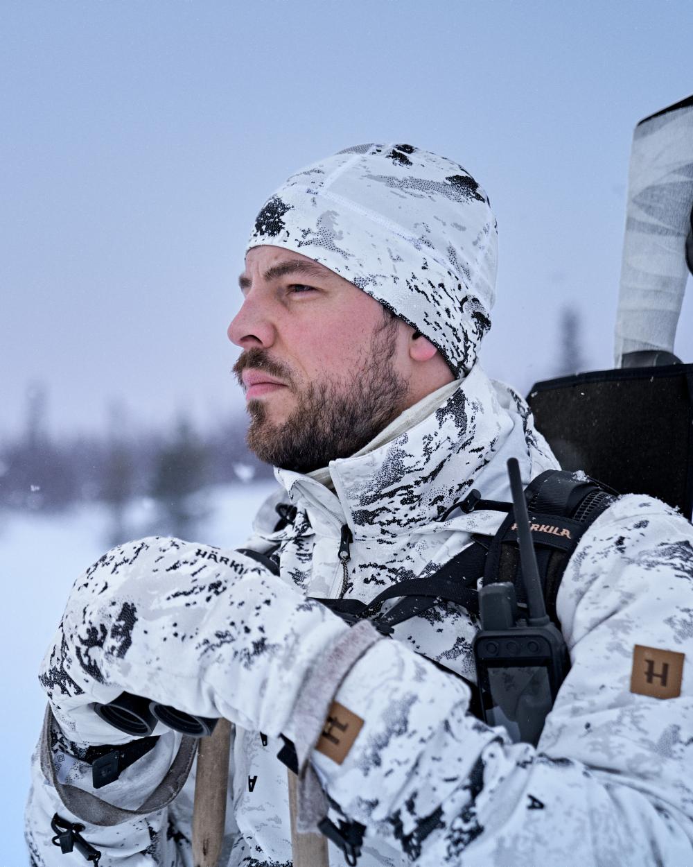 Axis Snow coloured Harkila Winter Active Beanie on white background 