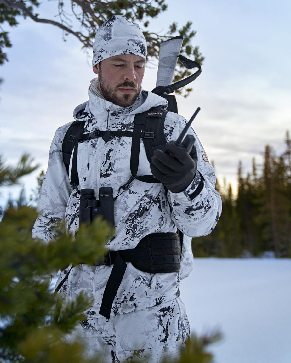 AXIS Snow Coloured Harkila Winter Active WSP Jacket on snow background 