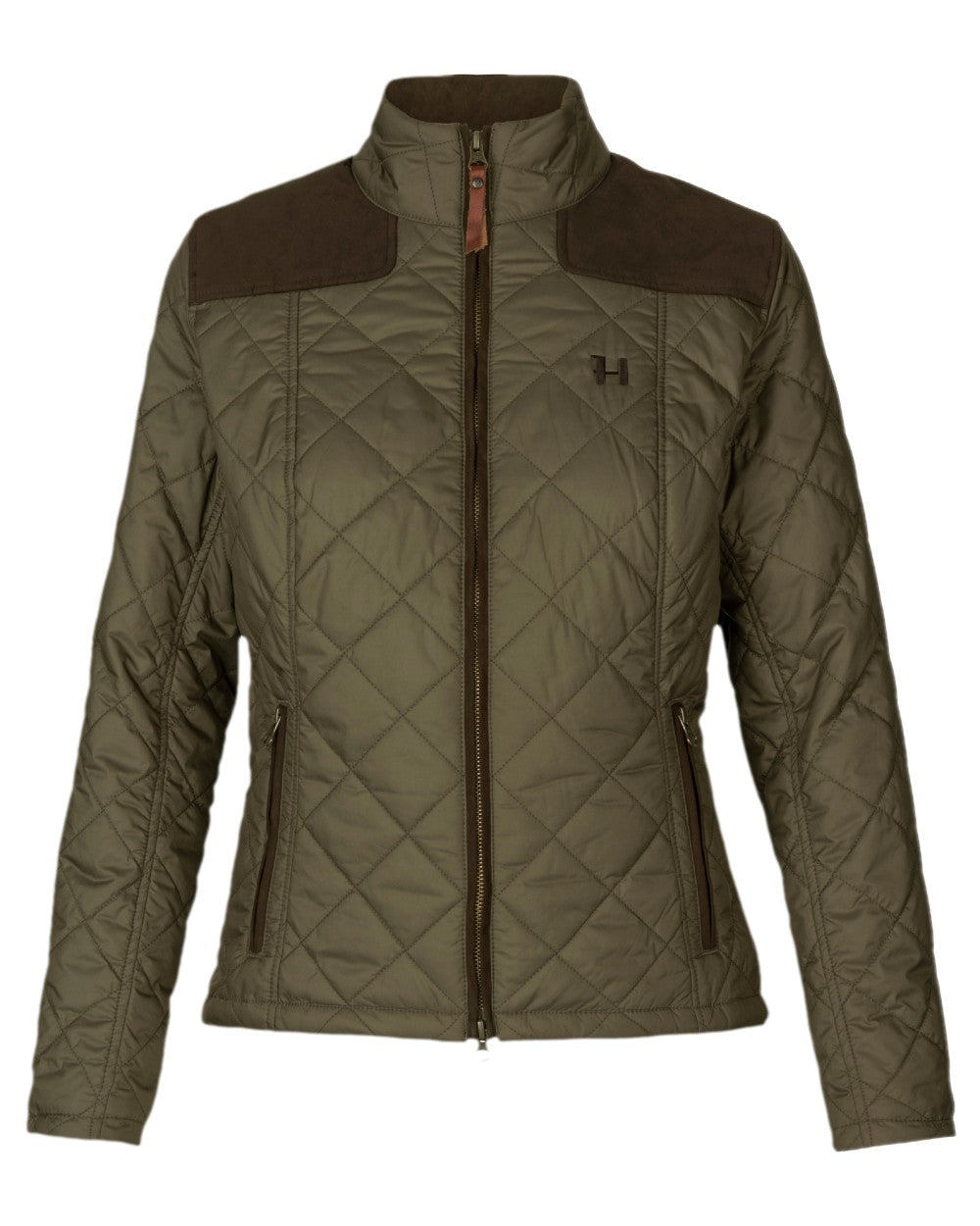 Willow Green Coloured Harkila Womens Ailsa Quilted Jacket on white background 
