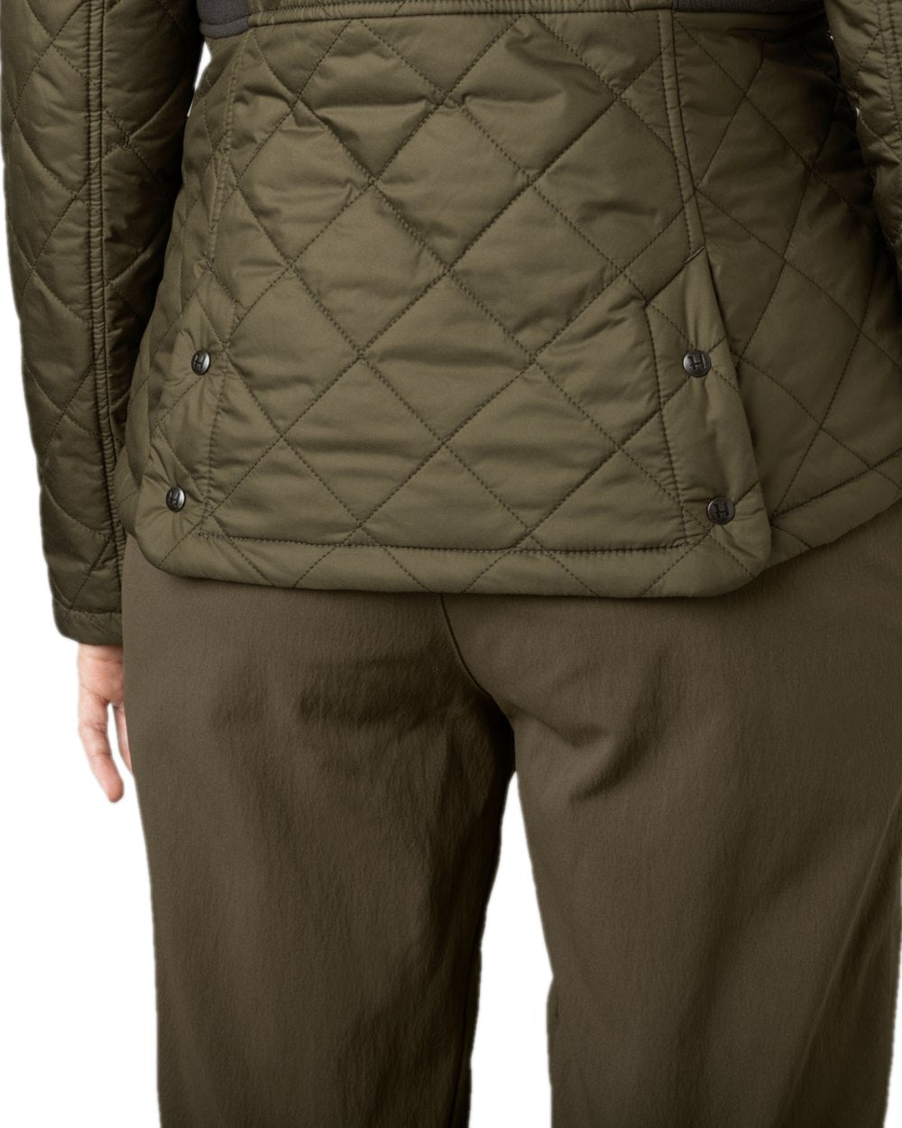 Willow Green Coloured Harkila Womens Ailsa Quilted Jacket on white background 