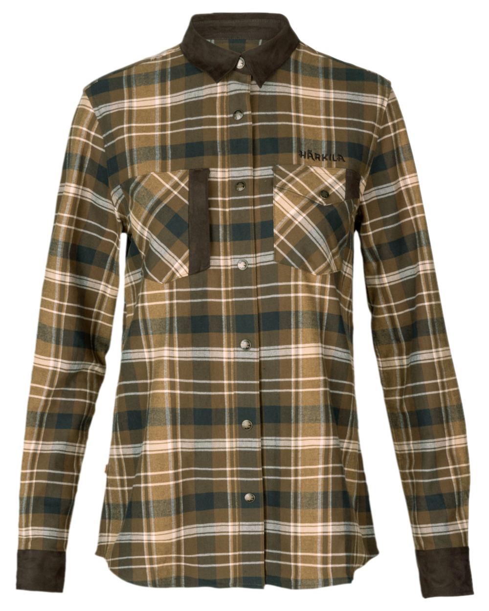 Antique Bronze Coloured Harkila Womens Aivak Long Sleeved Shirt on white background 