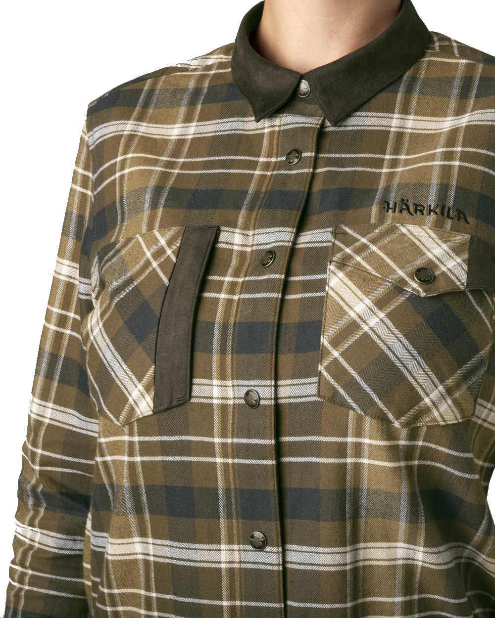 Antique Bronze Coloured Harkila Womens Aivak Long Sleeved Shirt on white background 