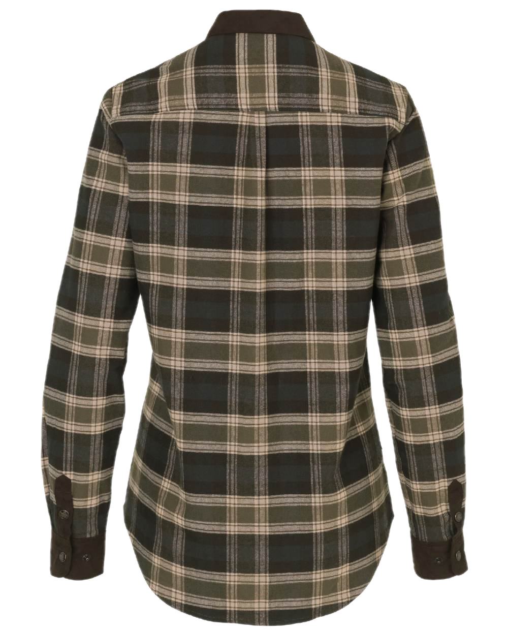 Olive Coloured Harkila Womens Aivak Long Sleeved Shirt on white background 