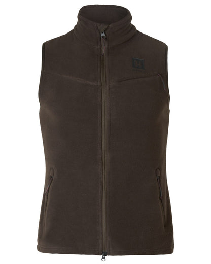 Shadow Brown Coloured Harkila Womens Aspire Fleece Waistcoat on white background 