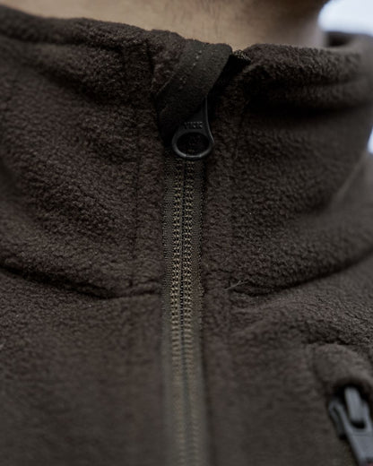 Shadow Brown Coloured Harkila Womens Aspire Fleece Waistcoat on outdoor background 