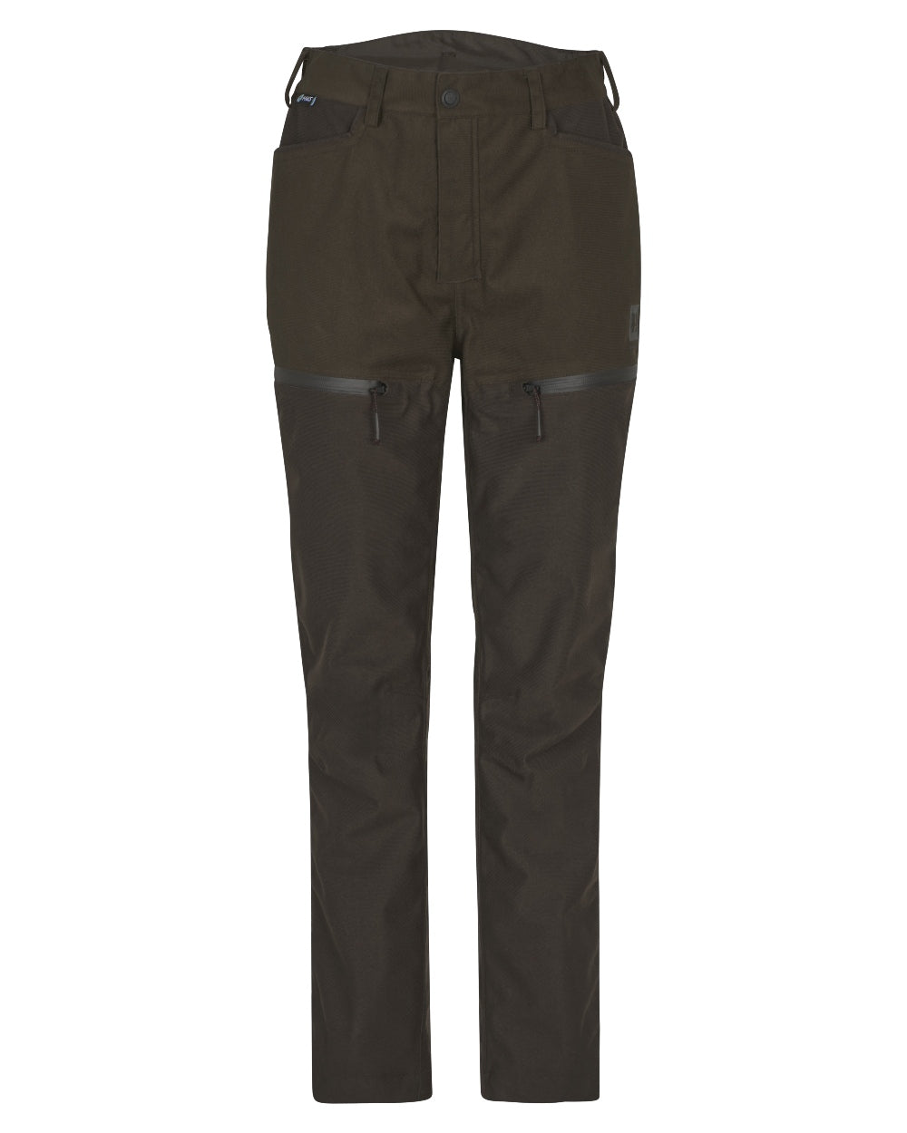 Hunting Green Shadow Brown Coloured Harkila Womens Aspire HWS Trousers on white background 