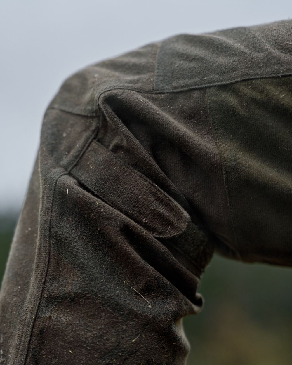 Hunting Green Shadow Brown Coloured Harkila Womens Aspire HWS Trousers on outdoor background 