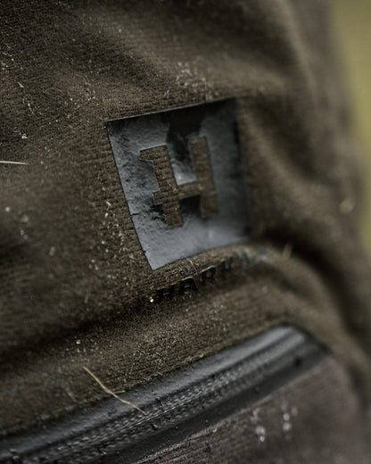 Hunting Green Shadow Brown Coloured Harkila Womens Aspire HWS Trousers on outdoor background 