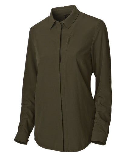 Willow Green Coloured Harkila Womens Herlet Tech Shirt on white background 