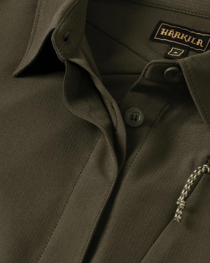 Willow Green Coloured Harkila Womens Herlet Tech Shirt on white background 