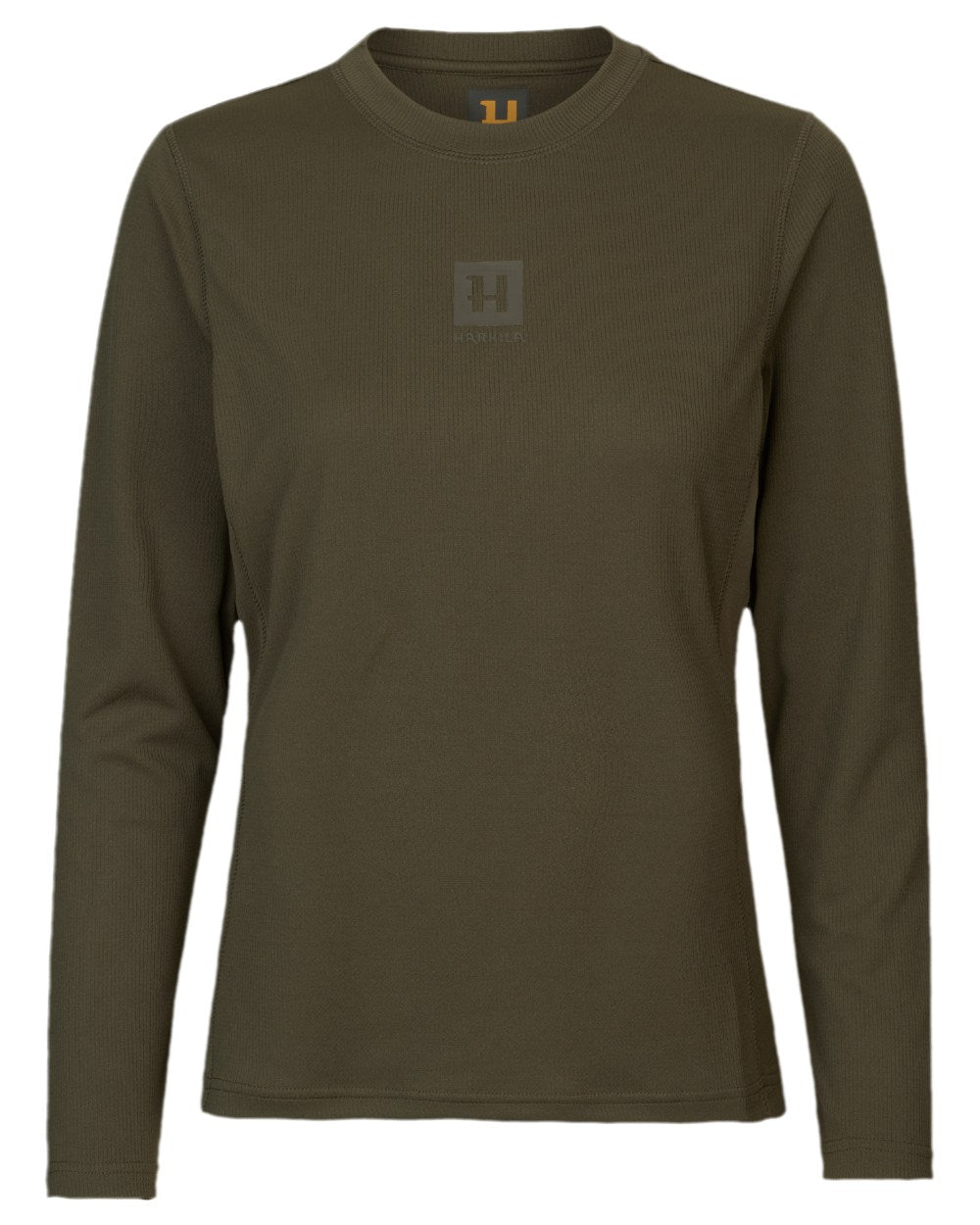 Willow Green Coloured Harkila Womens Instinct Long Sleeve T-Shirt on white background 