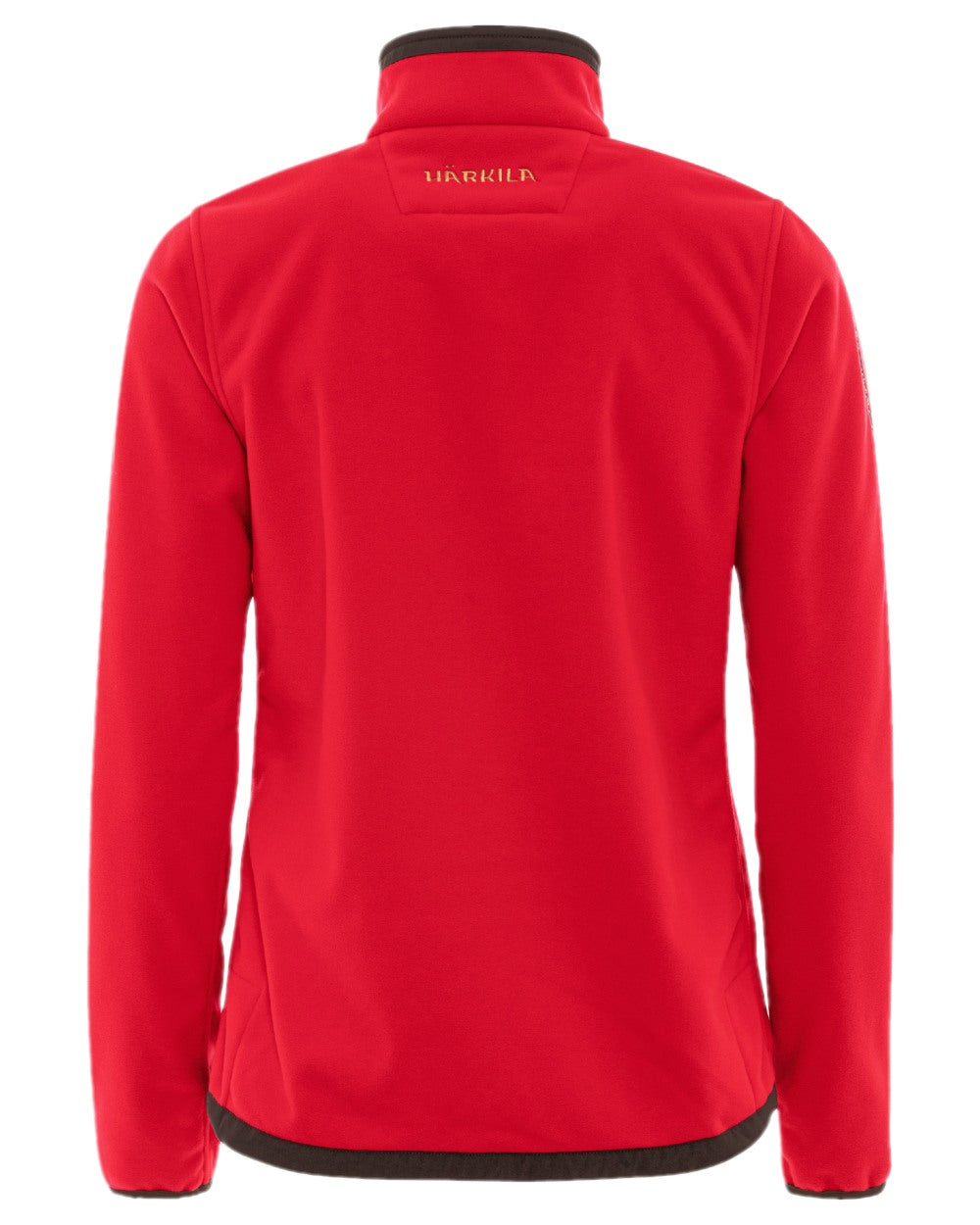 Brown Red Coloured Harkila Womens Kamko Reversible Windstopper Fleece Jacket on white background 