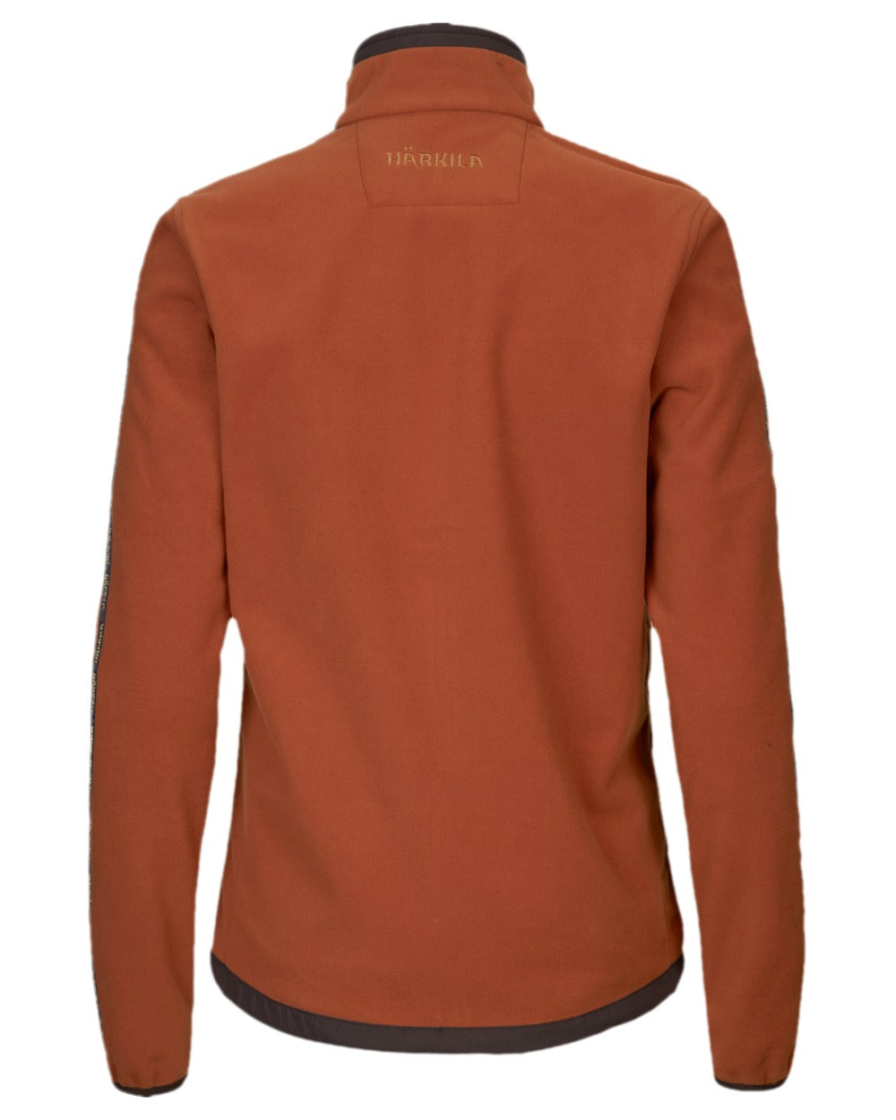 Dark Olive Arabian Spice Coloured Harkila Womens Kamko Reversible Windstopper Fleece Jacket on white background 